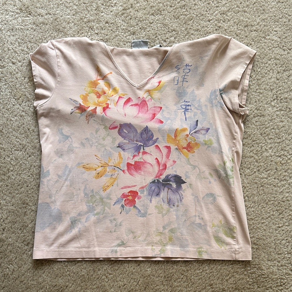 Vintage Chico's Cream Boxy Graphic Short Sleeve Tee